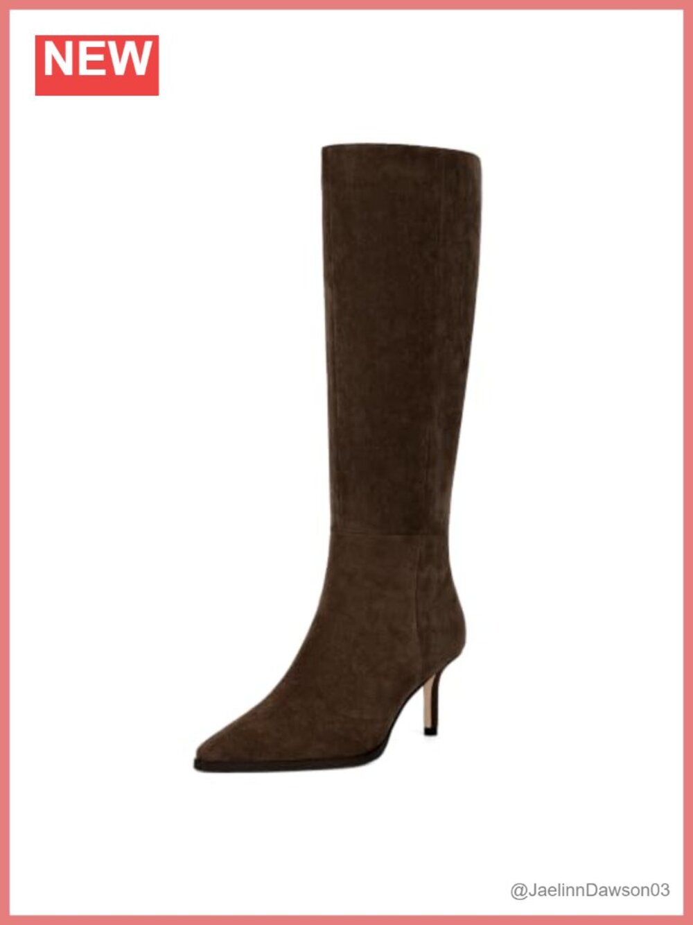 Knee High Boots Pointed Toe Stiletto Heel Side Zipper Faux Suede